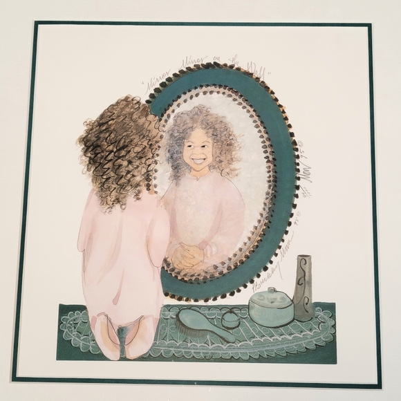 P Buckley Moss Mirror Mirror on the Wall Signed Print of Girl - Picture 2 of 11